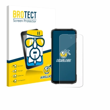 Parte frontale di una confezione del prodotto con il logo del marchio BROTECT. Accanto è raffigurato il dispositivo Doogee Bla