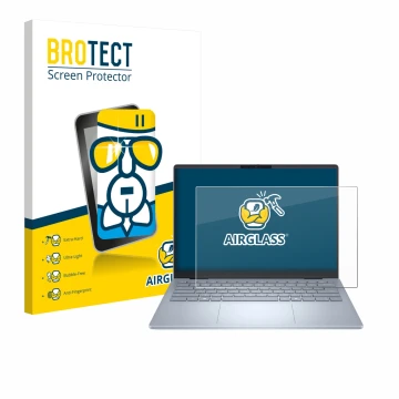 Parte frontale di una confezione del prodotto con il logo del marchio BROTECT. Accanto è raffigurato il dispositivo Dell 14 Pl