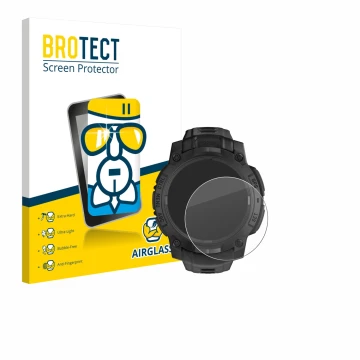 Parte frontale di una confezione del prodotto con il logo del marchio BROTECT. Accanto è raffigurato il dispositivo Garmin Ins