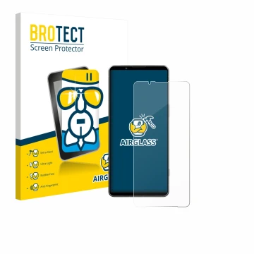 Parte frontale di una confezione del prodotto con il logo del marchio BROTECT. Accanto è raffigurato il dispositivo Sony Xperi