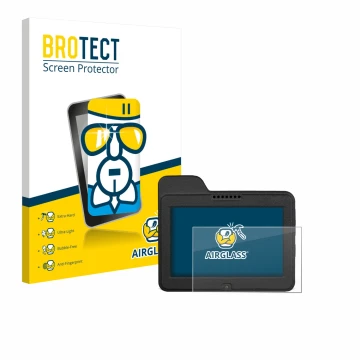 Parte frontale di una confezione del prodotto con il logo del marchio BROTECT. Accanto è raffigurato il dispositivo Naviter Om
