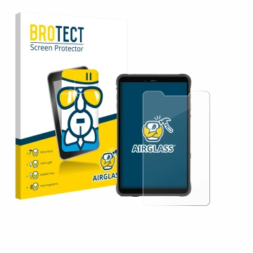 Parte frontale di una confezione del prodotto con il logo del marchio BROTECT. Accanto è raffigurato il dispositivo Ulefone Ar