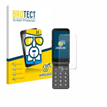 Parte frontale di una confezione del prodotto con il logo del marchio BROTECT. Accanto è raffigurato il dispositivo Doro Auror