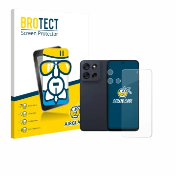 Parte frontale di una confezione del prodotto con il logo del marchio BROTECT. Accanto è raffigurato il dispositivo Motorola M