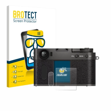 Parte frontale di una confezione del prodotto con il logo del marchio BROTECT. Accanto è raffigurato il dispositivo Fujifilm X