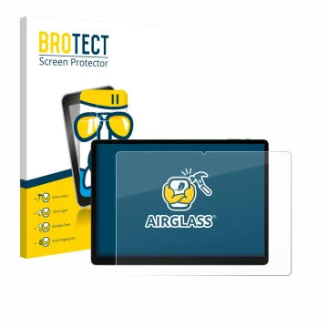 Parte frontale di una confezione del prodotto con il logo del marchio BROTECT. Accanto è raffigurato il dispositivo Doogee Tab