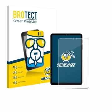 Parte frontale di una confezione del prodotto con il logo del marchio BROTECT. Accanto è raffigurato il dispositivo Alldocube 