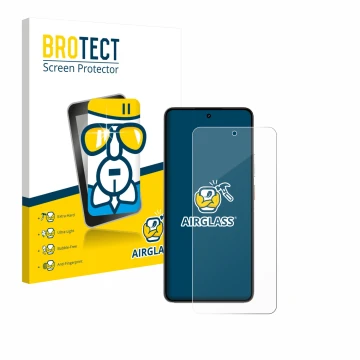 Parte frontale di una confezione del prodotto con il logo del marchio BROTECT. Accanto è raffigurato il dispositivo realme P3 