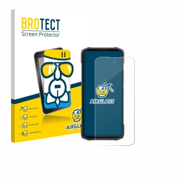 Parte frontale di una confezione del prodotto con il logo del marchio BROTECT. Accanto è raffigurato il dispositivo Doogee Bla