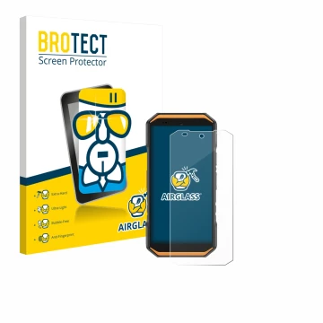 Parte frontale di una confezione del prodotto con il logo del marchio BROTECT. Accanto è raffigurato il dispositivo Ulefone Ar