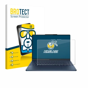 Parte frontale di una confezione del prodotto con il logo del marchio BROTECT. Accanto è raffigurato il dispositivo Lenovo Yog