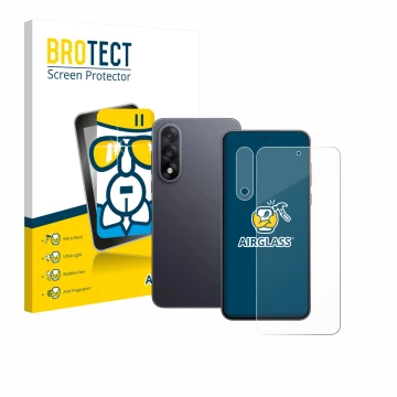 Parte frontale di una confezione del prodotto con il logo del marchio BROTECT. Accanto è raffigurato il dispositivo OnePlus No