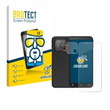 Parte frontale di una confezione del prodotto con il logo del marchio BROTECT. Accanto è raffigurato il dispositivo Emporia Sm