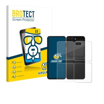 Parte frontale di una confezione del prodotto con il logo del marchio BROTECT. Accanto è raffigurato il dispositivo Samsung Ga