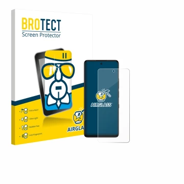 Parte frontale di una confezione del prodotto con il logo del marchio BROTECT. Accanto è raffigurato il dispositivo TCL 50 Pro