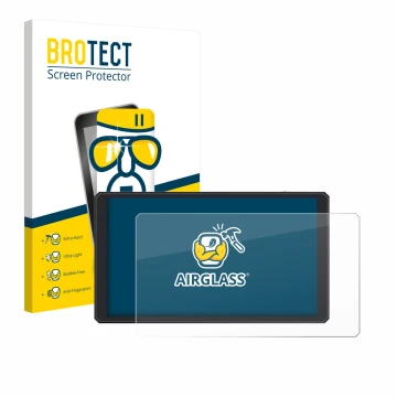 Parte frontale di una confezione del prodotto con il logo del marchio BROTECT. Accanto è raffigurato il dispositivo Feelworld 