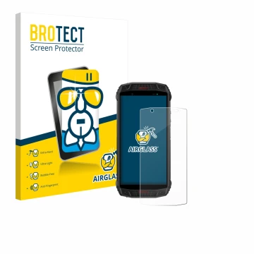 Parte frontale di una confezione del prodotto con il logo del marchio BROTECT. Accanto è raffigurato il dispositivo Ulefone Ar