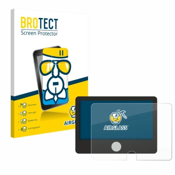 Parte frontale di una confezione del prodotto con il logo del marchio BROTECT. Accanto è raffigurato il dispositivo Dynavin D9