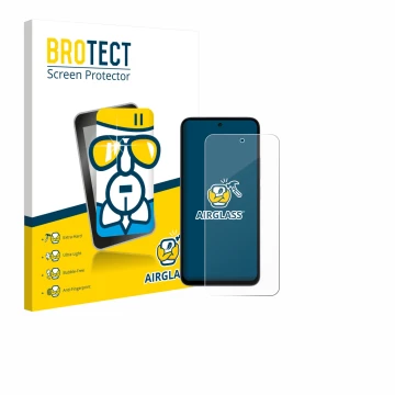 Parte frontale di una confezione del prodotto con il logo del marchio BROTECT. Accanto è raffigurato il dispositivo Xiaomi Red