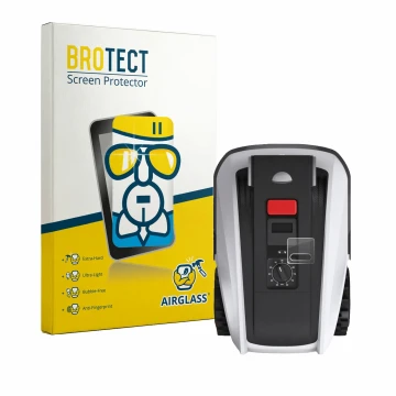 Parte frontale di una confezione del prodotto con il logo del marchio BROTECT. Accanto è raffigurato il dispositivo Ecovacs Go