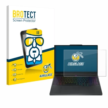 Parte frontale di una confezione del prodotto con il logo del marchio BROTECT. Accanto è raffigurato il dispositivo Lenovo Leg