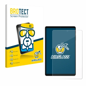 Parte frontale di una confezione del prodotto con il logo del marchio BROTECT. Accanto è raffigurato il dispositivo Alldocube 