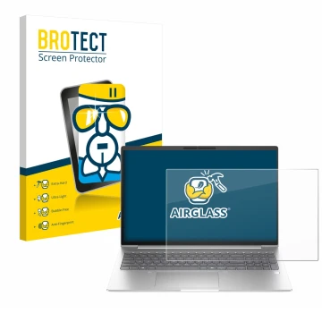 Parte frontale di una confezione del prodotto con il logo del marchio BROTECT. Accanto è raffigurato il dispositivo HP EliteBo