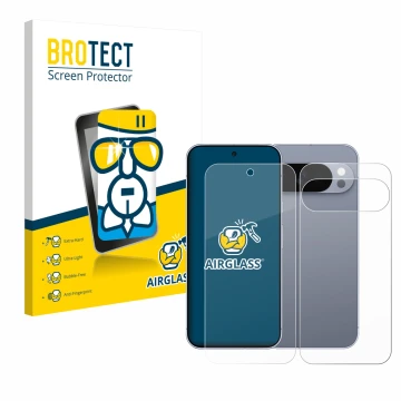 Parte frontale di una confezione del prodotto con il logo del marchio BROTECT. Accanto è raffigurato il dispositivo Google Pix