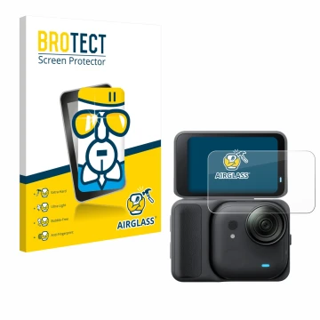 Parte frontale di una confezione del prodotto con il logo del marchio BROTECT. Accanto è raffigurato il dispositivo Insta360 G