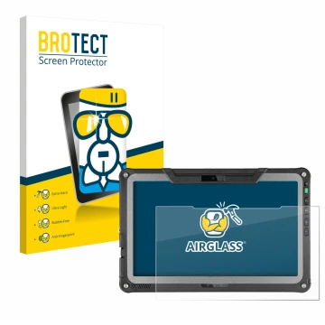 Parte frontale di una confezione del prodotto con il logo del marchio BROTECT. Accanto è raffigurato il dispositivo Getac F110