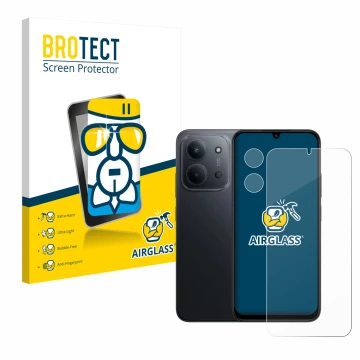 Parte frontale di una confezione del prodotto con il logo del marchio BROTECT. Accanto è raffigurato il dispositivo Xiaomi Red