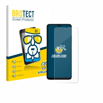 Parte frontale di una confezione del prodotto con il logo del marchio BROTECT. Accanto è raffigurato il dispositivo Motorola M