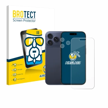 Parte frontale di una confezione del prodotto con il logo del marchio BROTECT. Accanto è raffigurato il dispositivo Apple iPho