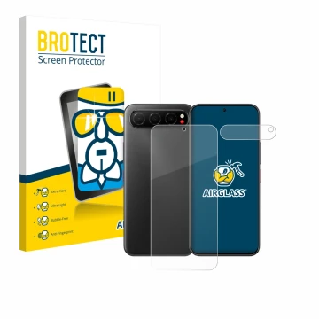 Parte frontale di una confezione del prodotto con il logo del marchio BROTECT. Accanto è raffigurato il dispositivo Nubia Air 