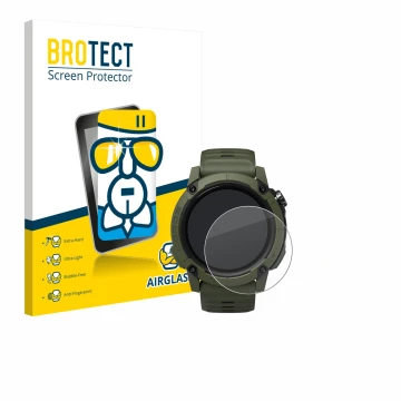 Parte frontale di una confezione del prodotto con il logo del marchio BROTECT. Accanto è raffigurato il dispositivo Coros NOMA