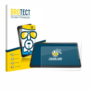 Parte frontale di una confezione del prodotto con il logo del marchio BROTECT. Accanto è raffigurato il dispositivo Elo TouchS