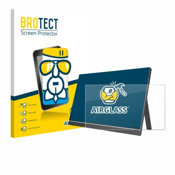 Parte frontale di una confezione del prodotto con il logo del marchio BROTECT. Accanto è raffigurato il dispositivo Arzopa ‎60