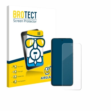 Parte frontale di una confezione del prodotto con il logo del marchio BROTECT. Accanto è raffigurato il dispositivo Xiaomi 15T