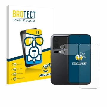 Parte frontale di una confezione del prodotto con il logo del marchio BROTECT. Accanto è raffigurato il dispositivo Xiaomi 17 