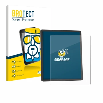 Parte frontale di una confezione del prodotto con il logo del marchio BROTECT. Accanto è raffigurato il dispositivo Amazon Kin