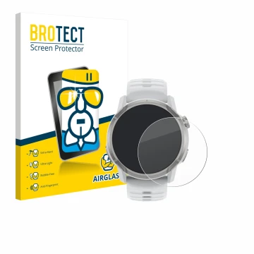 Parte frontale di una confezione del prodotto con il logo del marchio BROTECT. Accanto è raffigurato il dispositivo Coros Apex