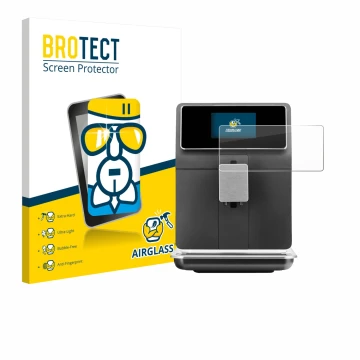 Parte frontale di una confezione del prodotto con il logo del marchio BROTECT. Accanto è raffigurato il dispositivo WMF Perfec
