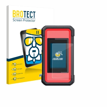 Parte frontale di una confezione del prodotto con il logo del marchio BROTECT. Accanto è raffigurato il dispositivo Launch X43