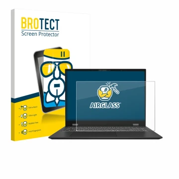 Parte frontale di una confezione del prodotto con il logo del marchio BROTECT. Accanto è raffigurato il dispositivo MSI Presti