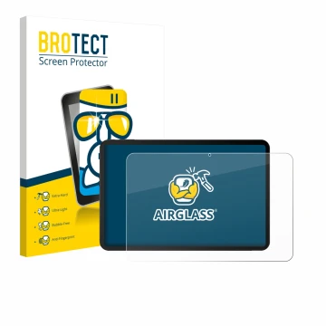 Parte frontale di una confezione del prodotto con il logo del marchio BROTECT. Accanto è raffigurato il dispositivo Doogee Tab