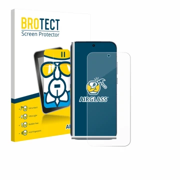 Parte frontale di una confezione del prodotto con il logo del marchio BROTECT. Accanto è raffigurato il dispositivo realme GT 