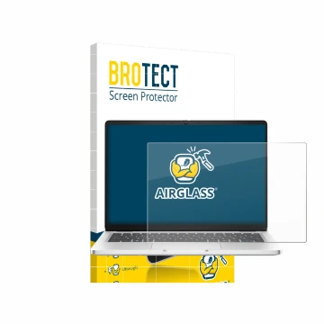 Parte frontale di una confezione del prodotto con il logo del marchio BROTECT. Accanto è raffigurato il dispositivo Dell Pro 1