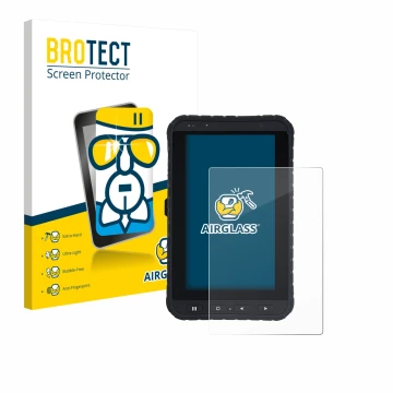 Parte frontale di una confezione del prodotto con il logo del marchio BROTECT. Accanto è raffigurato il dispositivo Winmate M7