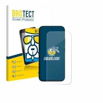 Parte frontale di una confezione del prodotto con il logo del marchio BROTECT. Accanto è raffigurato il dispositivo Xiaomi Red