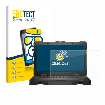 Parte frontale di una confezione del prodotto con il logo del marchio BROTECT. Accanto è raffigurato il dispositivo Dell Pro R